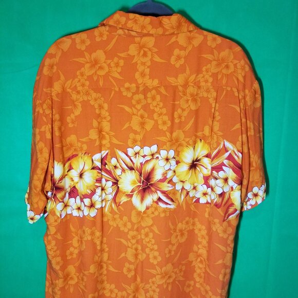 Kennington LTD Orange Hawaiian Button Up Shirt Mens Size XL Aloha Tropical - Picture 3 of 7